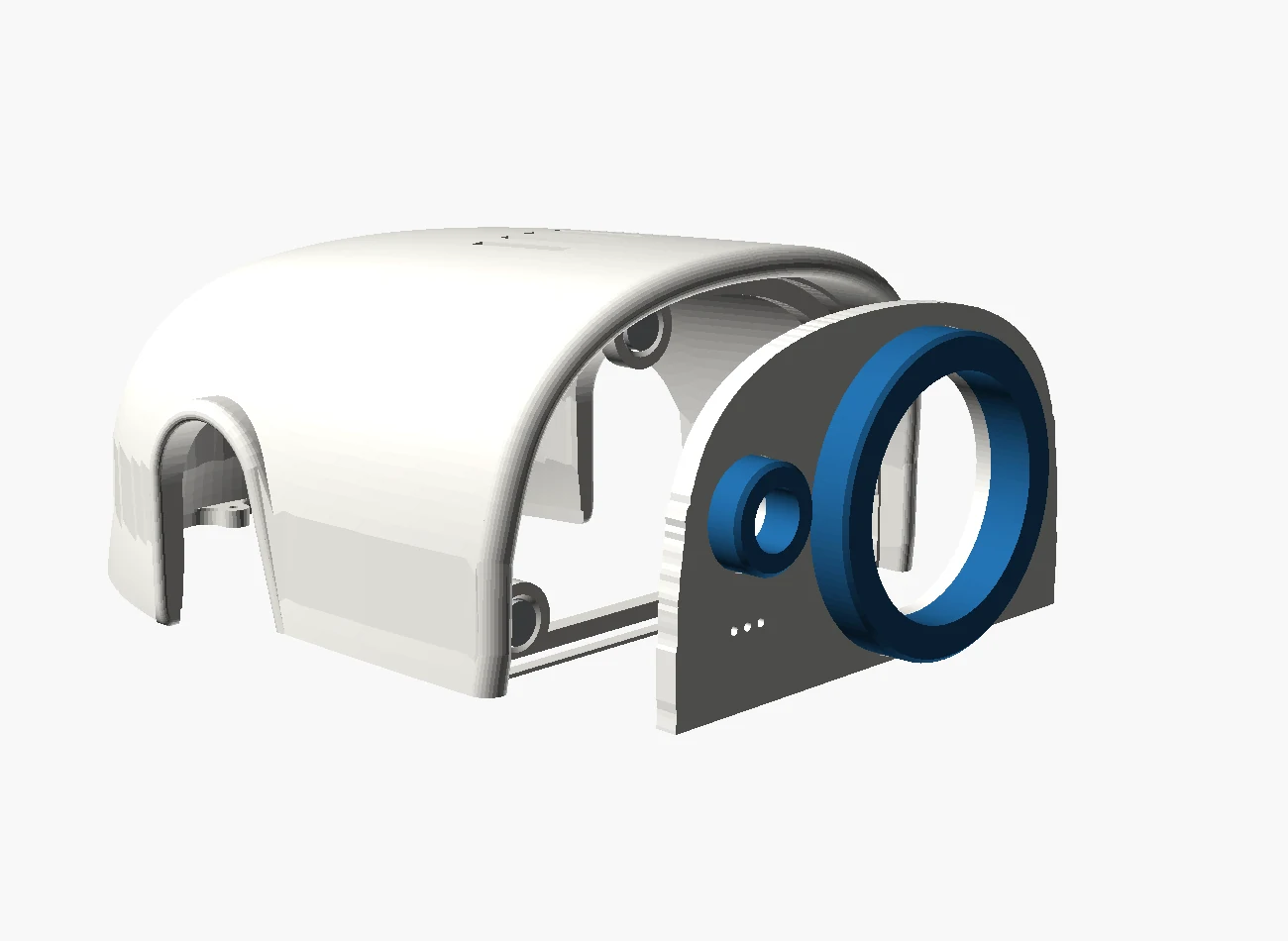 The hood, a swappable face and its rings pulled apart